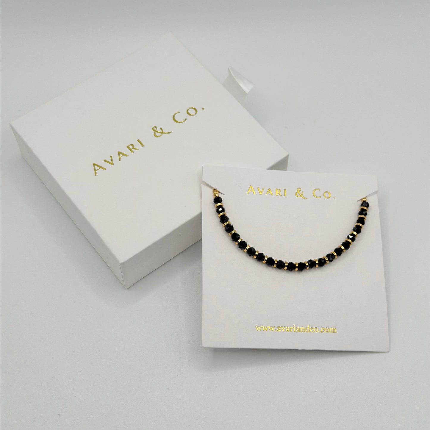 18K Gold Vermeil and Black Onyx Beaded Bracelet (Child)