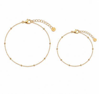 925 Sterling Silver 18K Gold Plated Bracelet Set (Adult & Child)