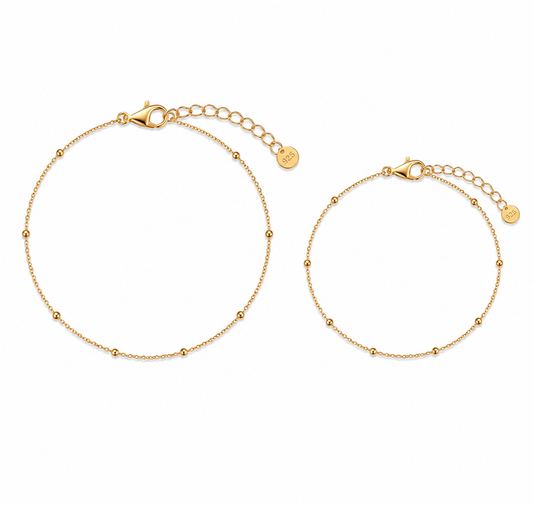 925 Sterling Silver 18K Gold Plated Bracelet Set (Adult & Child)