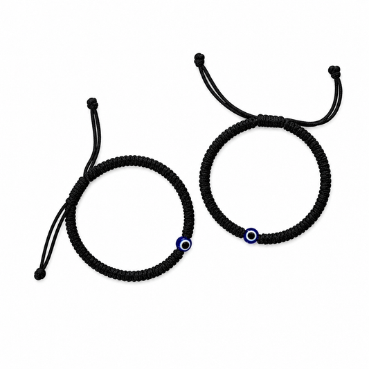 Adjustable Nazar Bracelet with Evil-Eye Bead Pair (Child)