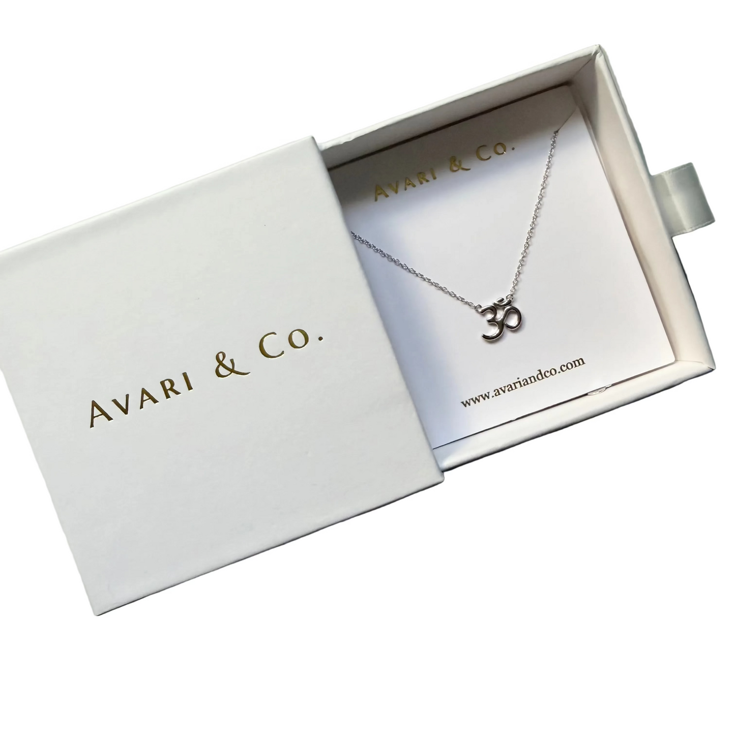 Aum Pendant Necklace – Sterling Silver, White-Gold Plated