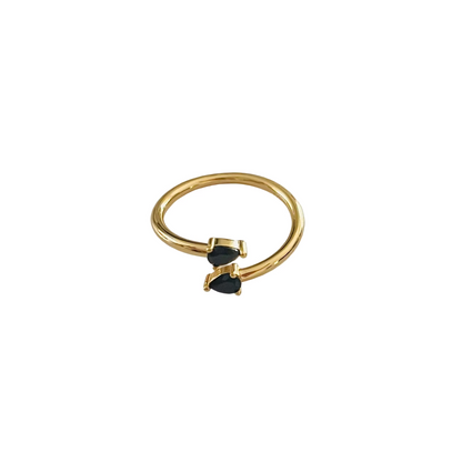 Avari Golden Rings 18K Gold Vermeil Ring with Black Zircon Stones โ Avari & Co.