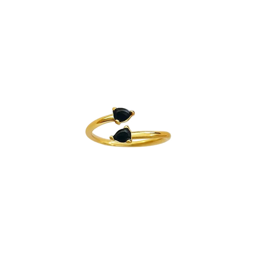 Avari Golden Rings 18K Gold Vermeil Ring with Black Zircon Stones โ Avari & Co.