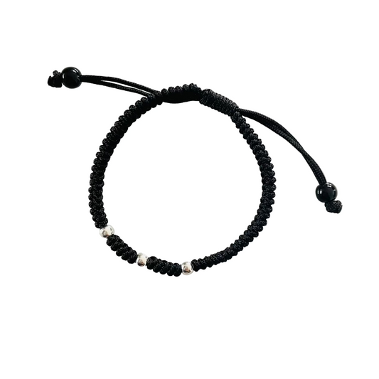 Adjustable Nazar Bracelet with Sterling Silver Beads (Adult)