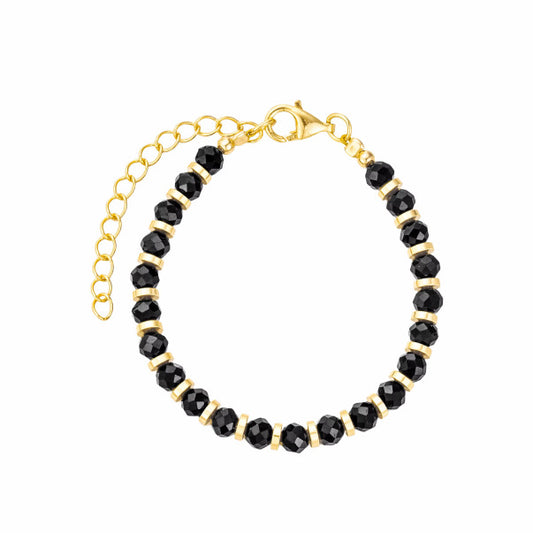 18K Gold Vermeil and Black Onyx Beaded Bracelet (Child)