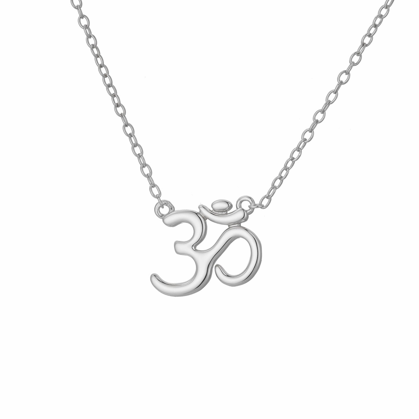 Aum Pendant Necklace – Sterling Silver, White-Gold Plated